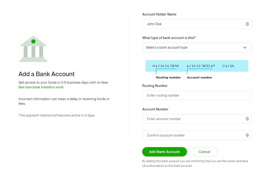 Adding a direct to U.S. bank (ACH) withdrawal method in Upwork