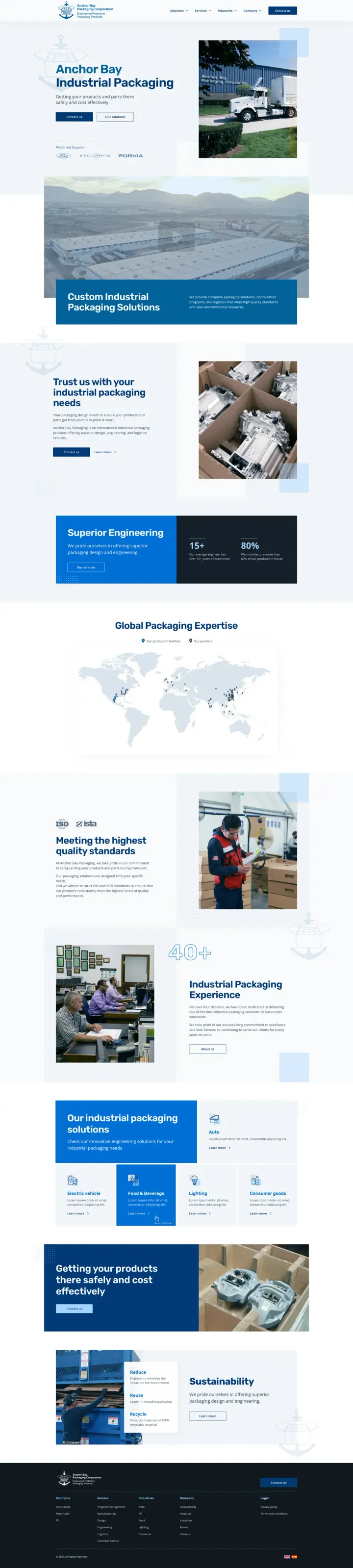 A website built by Cylas Tee for a industrial packaging, full page
