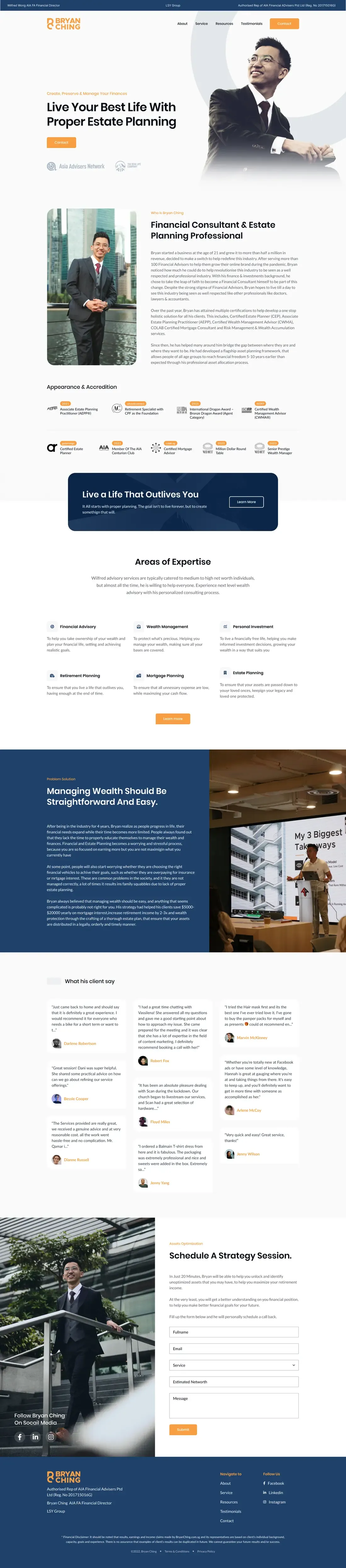 The Bryan Ching home page, top to bottom