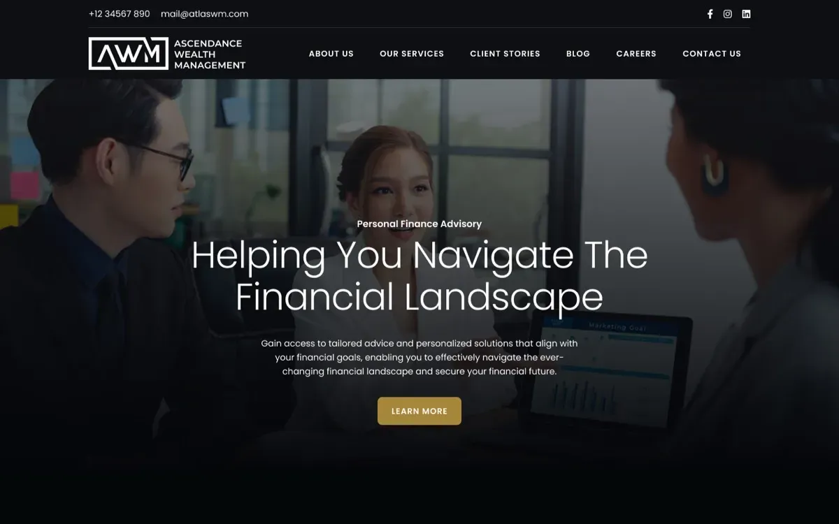 The Ascendance Wealth Management website on a laptop and a phone