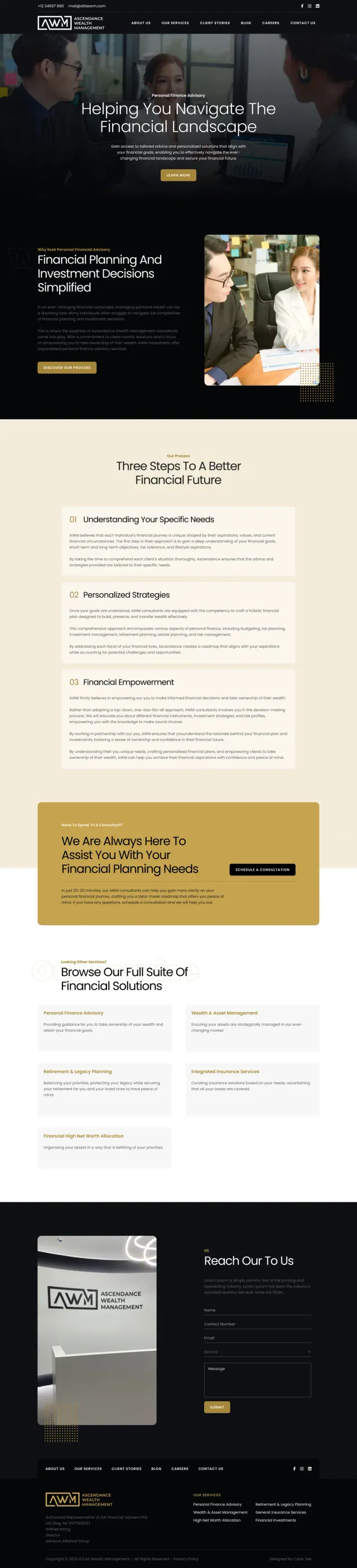 The Ascendance Wealth Management website, full page