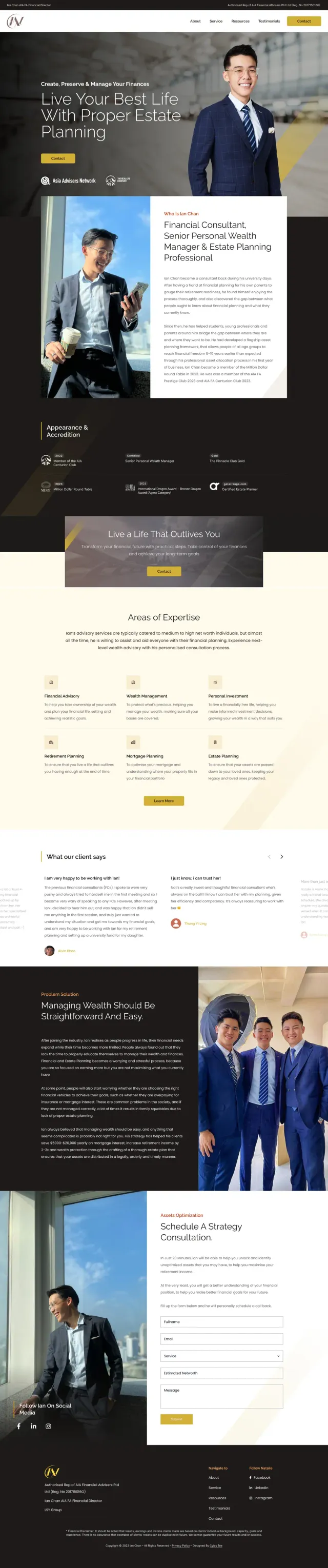 The Ian Chan website, full page
