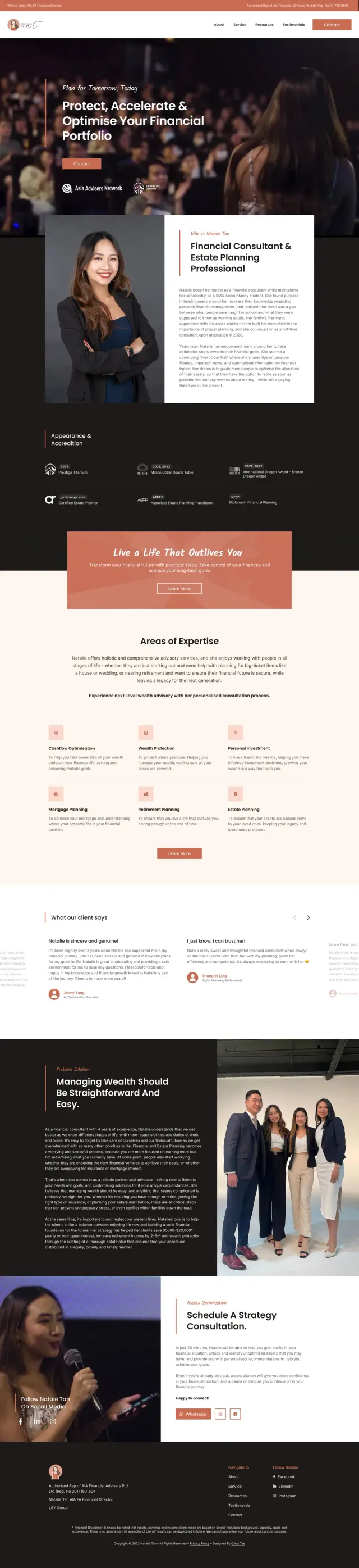 The Natalie Tan website, full page