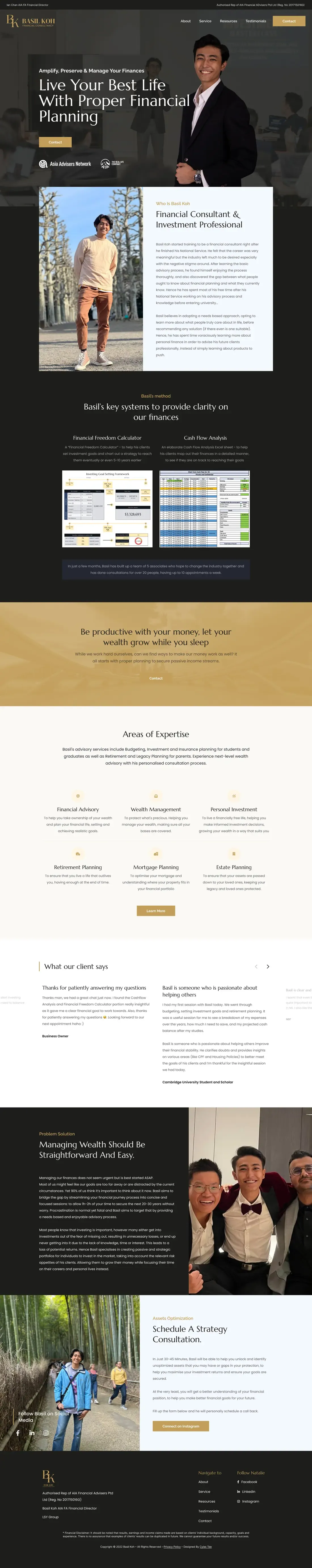 The Basil Koh home page, top to bottom