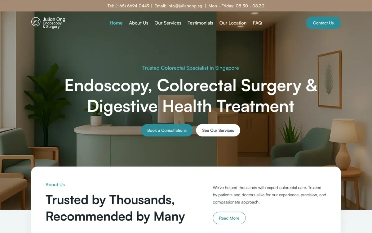The Julian Ong Endoscopy & Surgery: Clinic Site website on a laptop and a phone