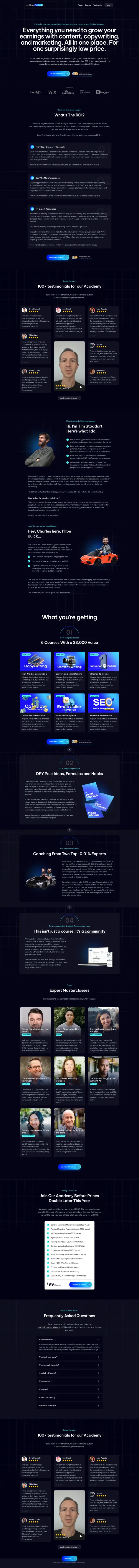 The Copyblogger Academy website, full page
