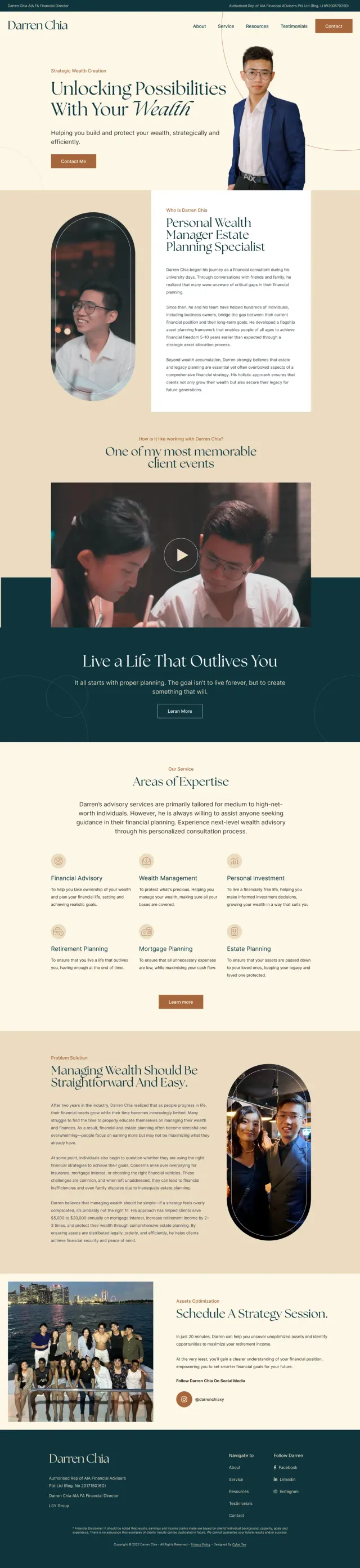 The Darren Chia website, full page