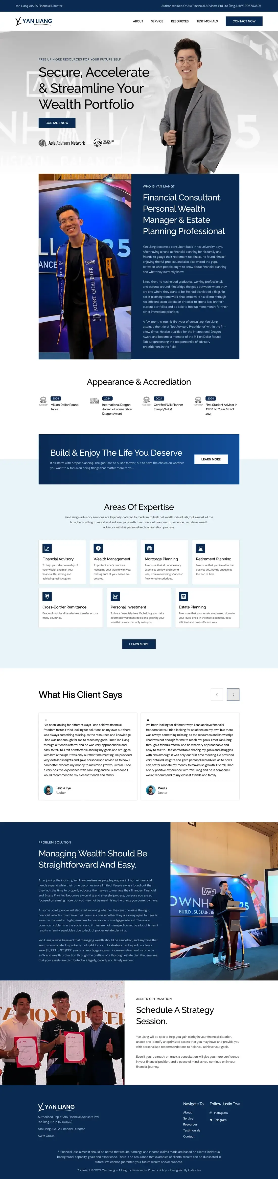 The Yan Liang home page, top to bottom