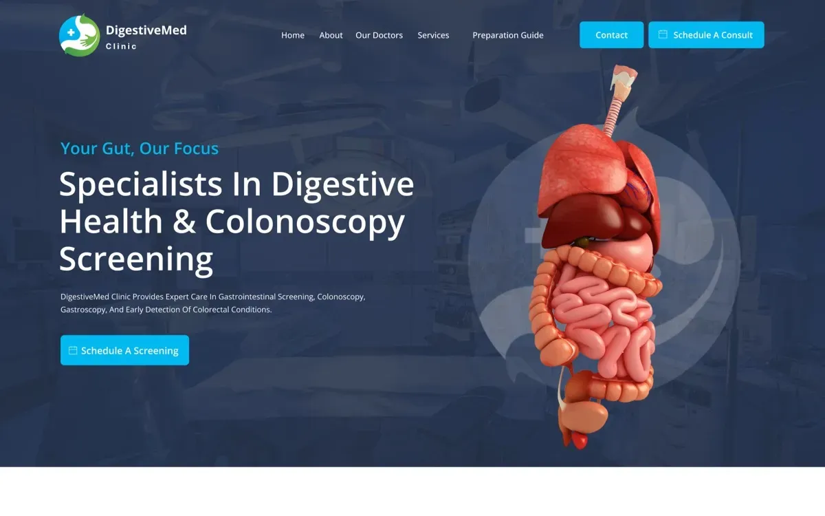 The DigestiveMed Clinic website on a laptop and a phone