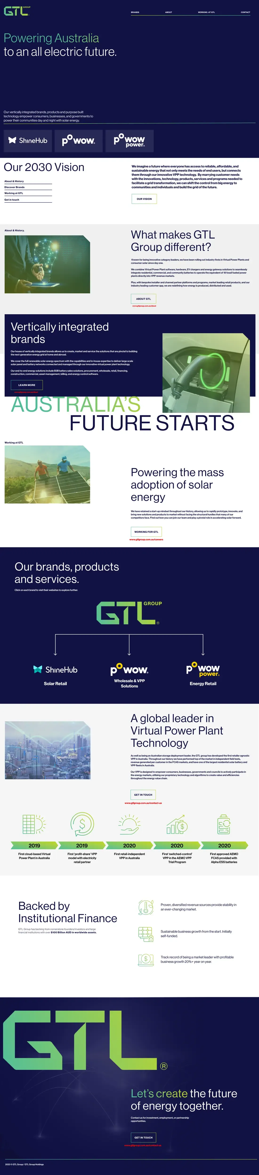 The GTL Group home page, top to bottom