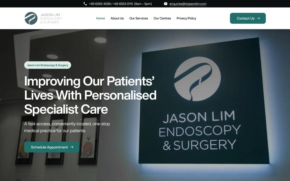 The Jason Lim Endoscopy & Surgery website on a laptop and a phone