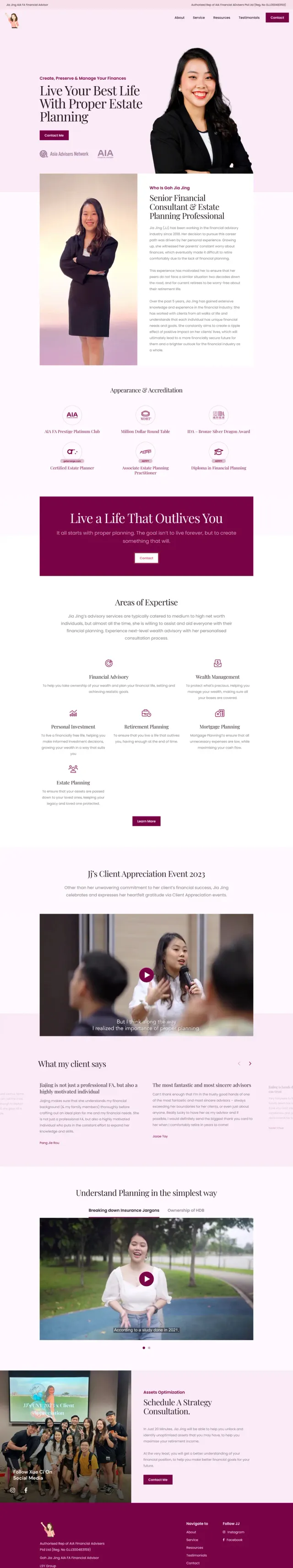 The Goh Jia Jing website, full page