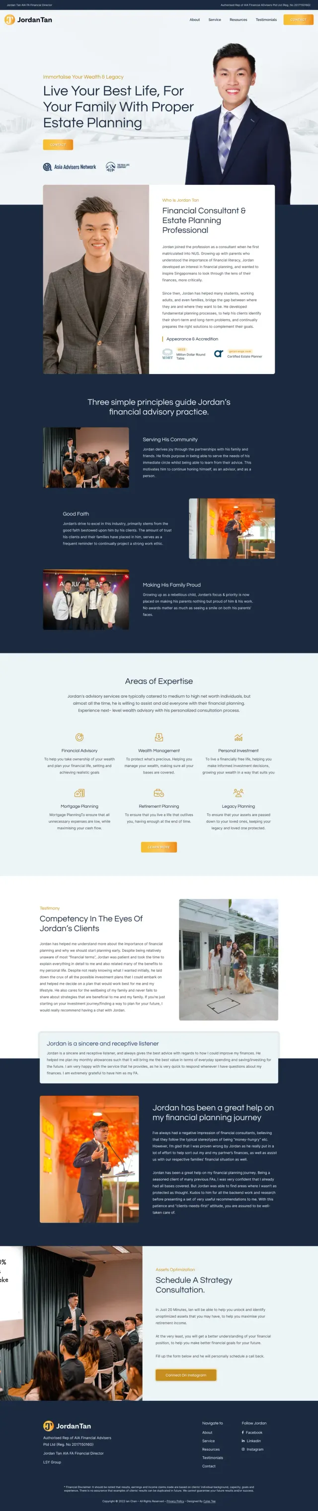 The Jordan Tan website, full page