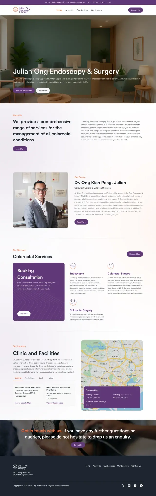 The Julian Ong Endoscopy & Surgery website, full page