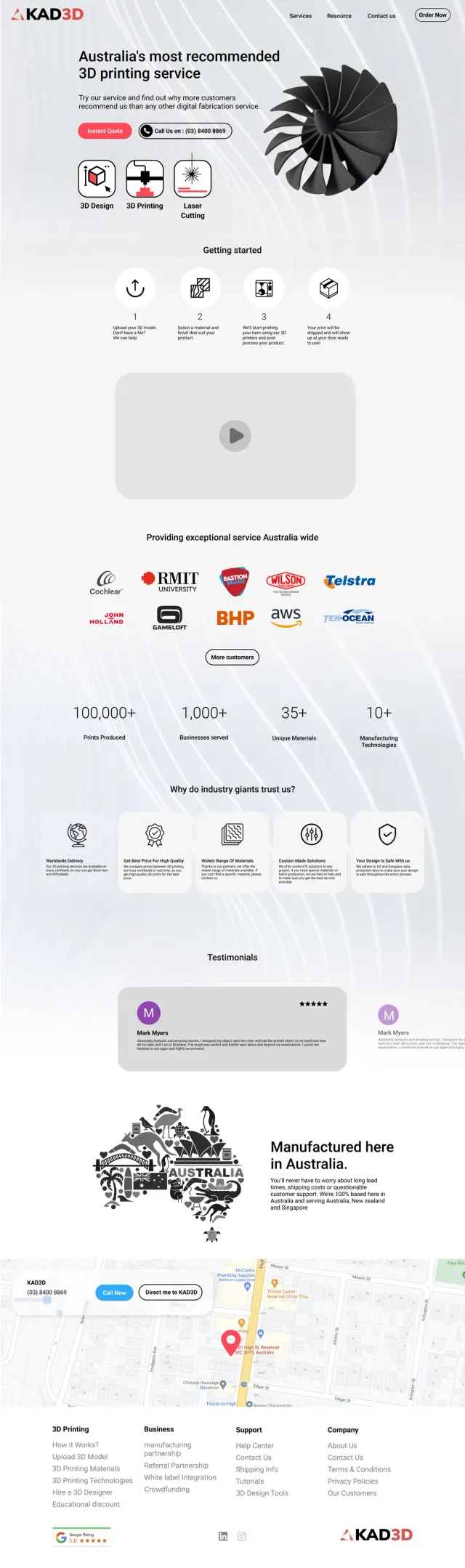 The KAD3D website, full page