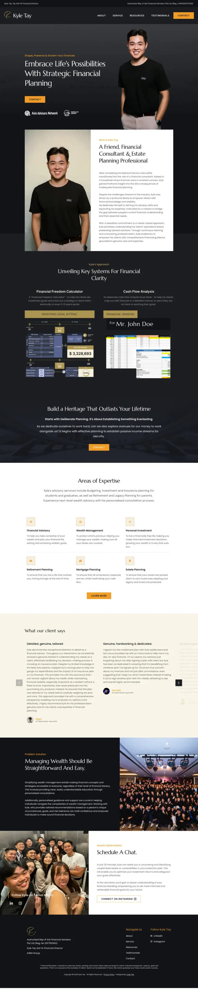The Kyle Tay website, full page