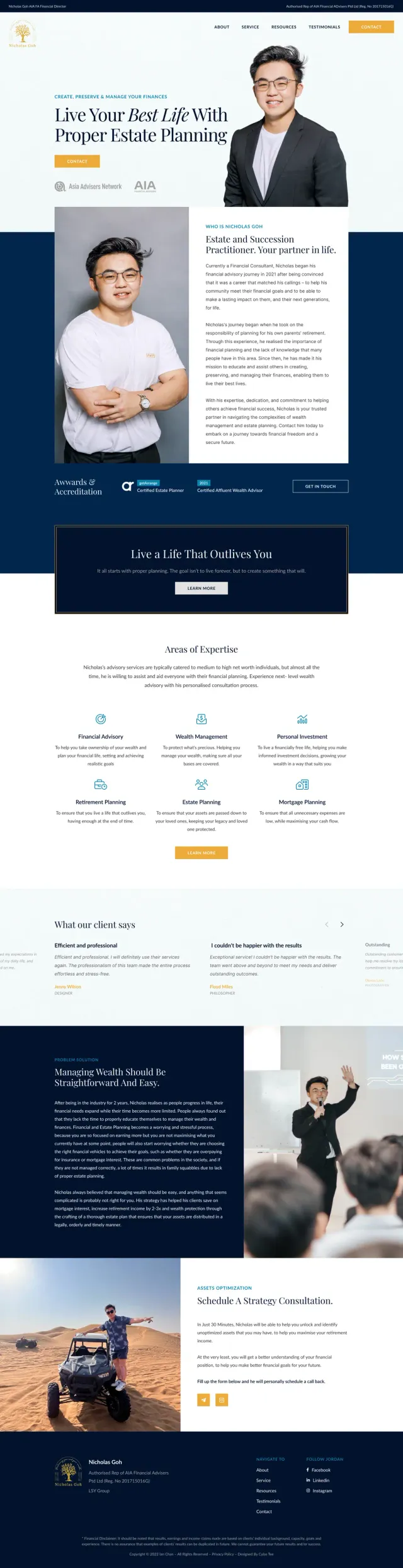 The Nicholas Goh website, full page
