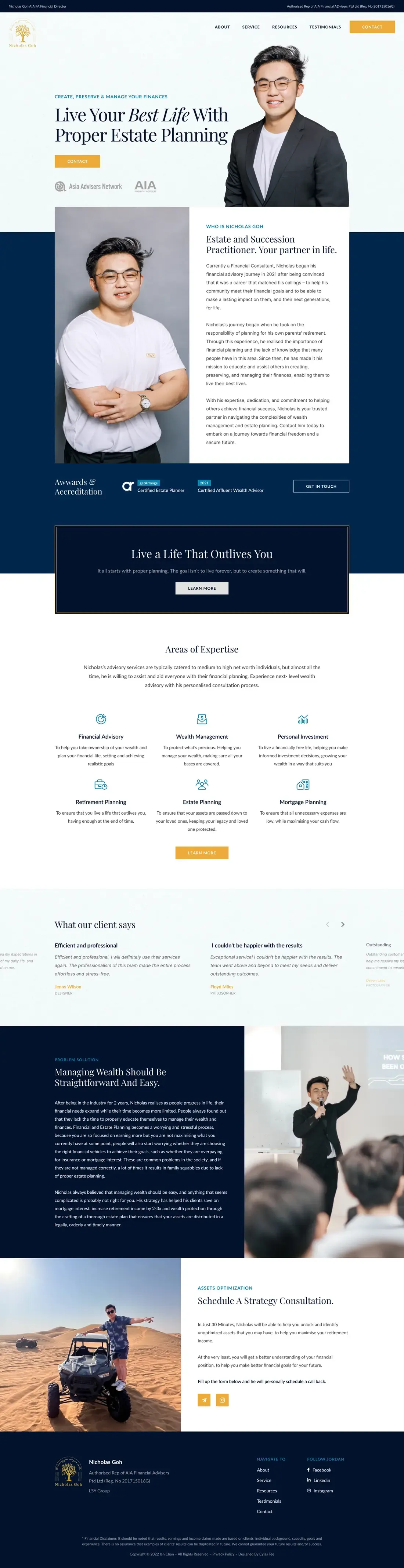 The Nicholas Goh home page, top to bottom