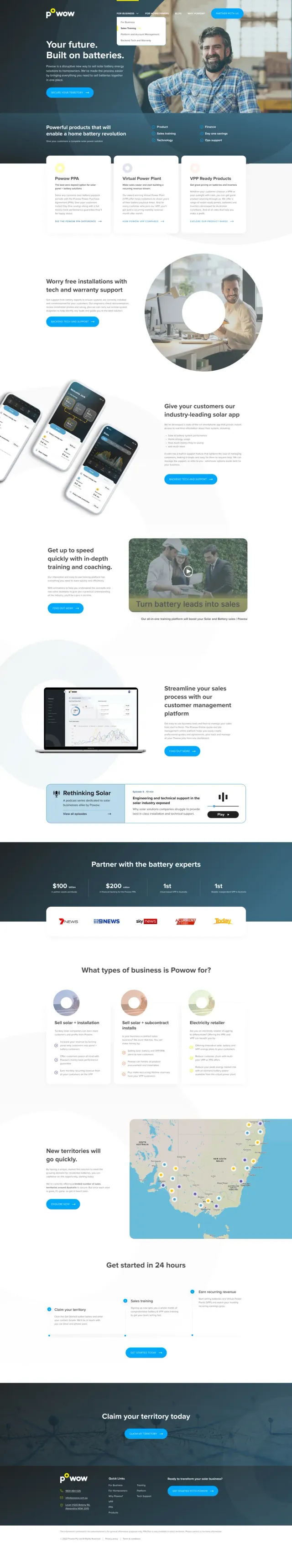 The Powow website, full page