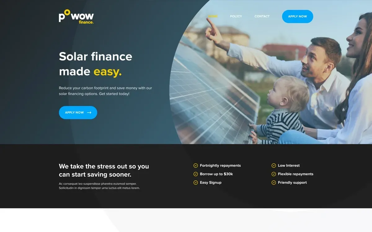 The Powow Finance website on a laptop and a phone