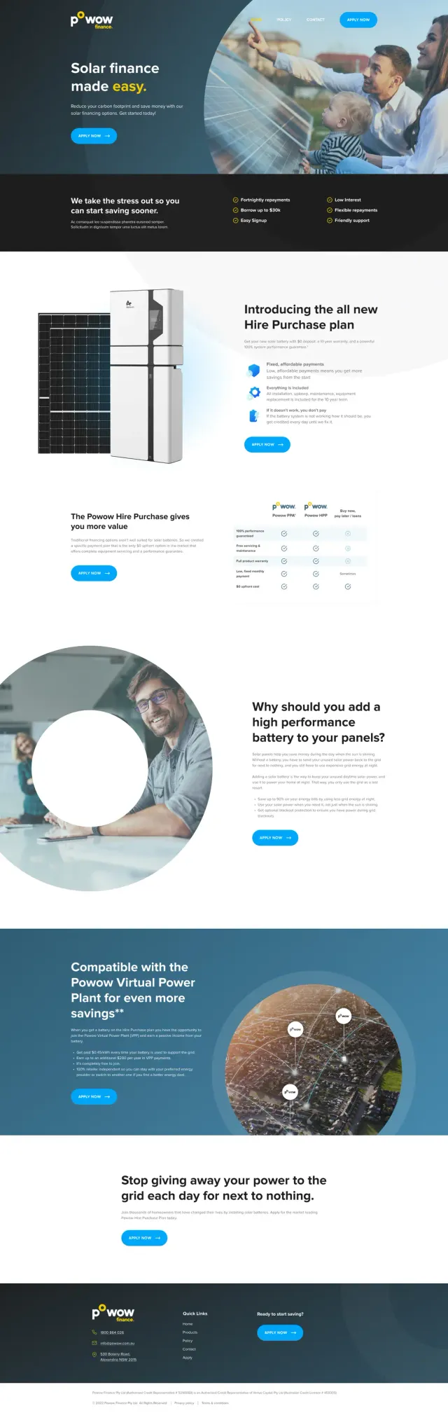 The Powow Finance website, full page