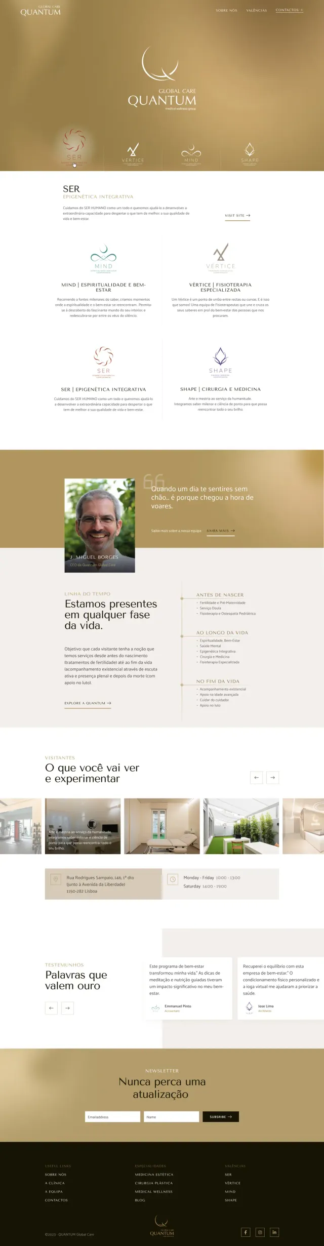 The Quantum Global Care website, full page