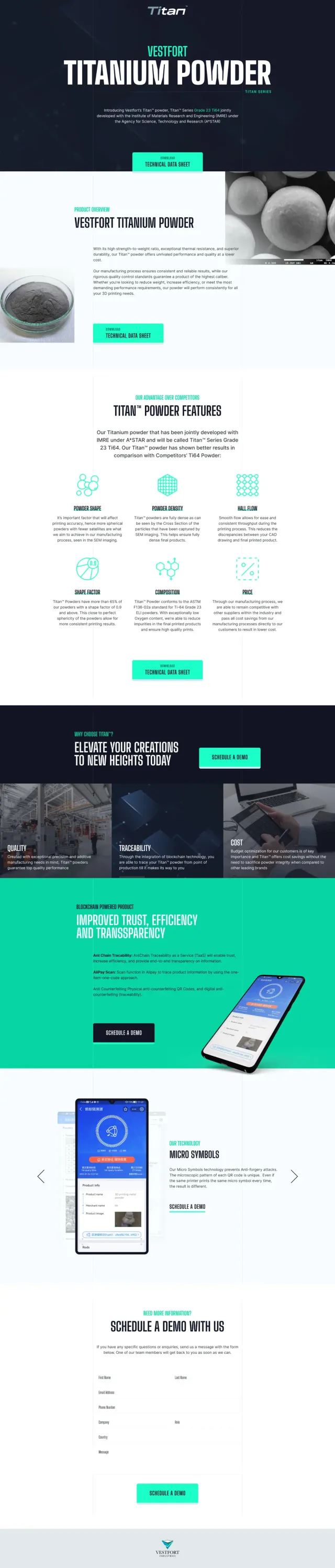 The Vestfort Titan website, full page