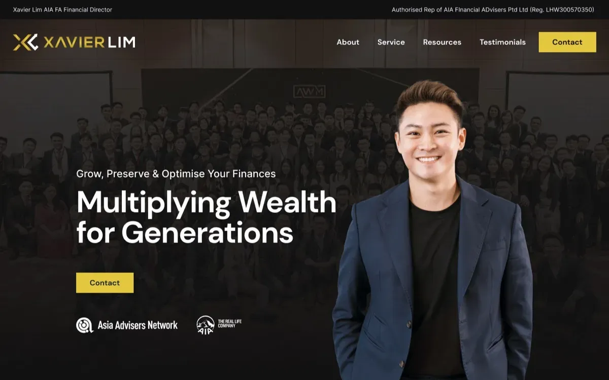 The Xavier Lim website on a laptop and a phone