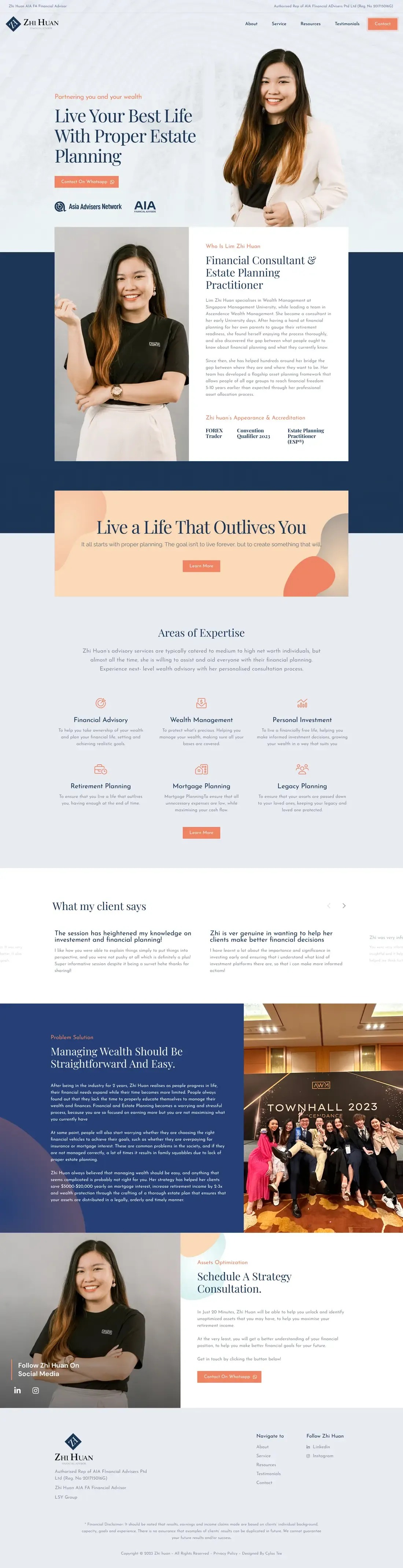 The Zhi Huan home page, top to bottom